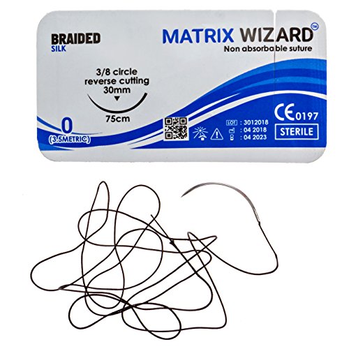 Sterile Sutures Thread with Needle Plus Training Tools - First Aid Field Emergency Demonstration, Trauma Practice Suture Kit; Taxidermy; Medical, Nursing and Veterinary Students (16 Mixed 0, 2/0, 3/0, 4/0 with 12 Instruments) 28PK