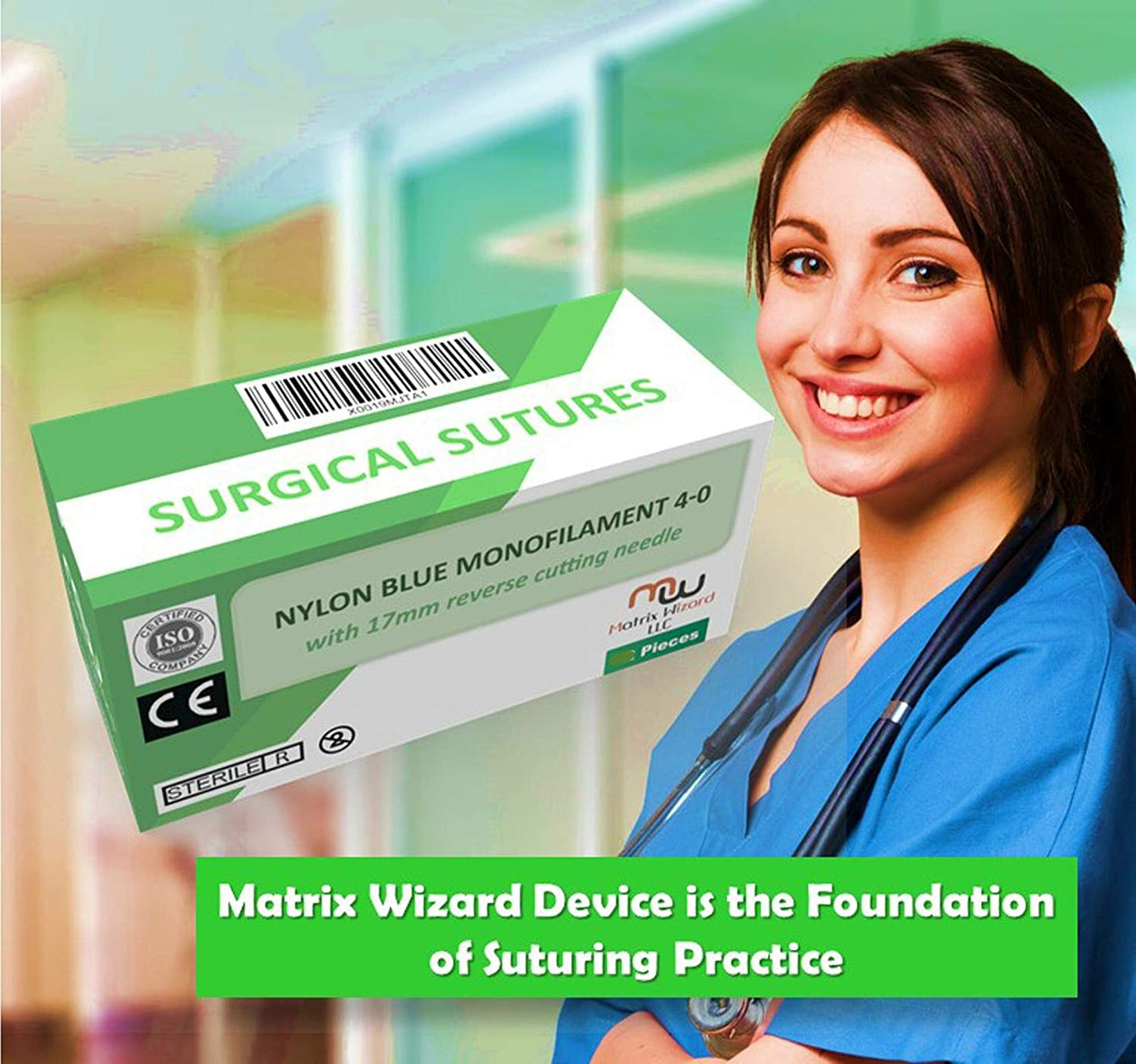 4-0 Sterile Suture Threads with Needle (24 PK Nylon) -  Med School Demo, Suturing on Silicon Suture Dummies, Clinic Rotation Suturing, Taxidermy, Veterinary Use