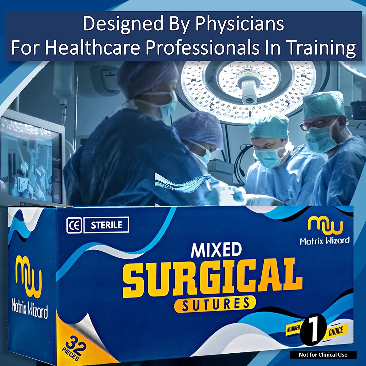 Mixed Sterile Sutures Thread with Needle 32PK (0, 2-0, 3-0, 4-0) Non-Absorbable - Surgical Suture Practice Kit, Medical, Nursing, EMT, PA, Dental, Veterinary Student's Hospital Training Set, Taxidermy