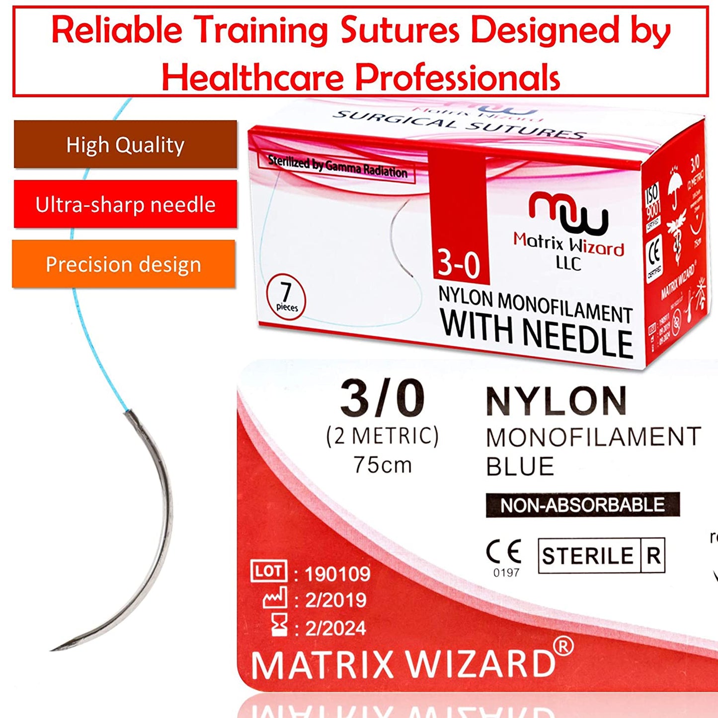 Sterile Suture Thread with Needle, Disposable Skin Stapler, Self Adhesive Bandage Wrap Tape (Training Combo Pk) - First Aid Demo, Taxidermy, MD Trauma Training