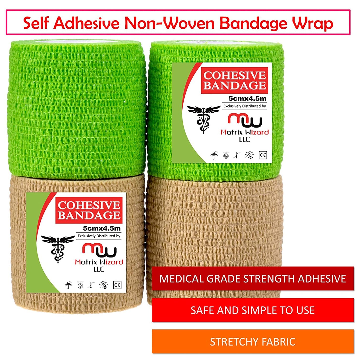 Sterile Suture Thread with Needle, Disposable Skin Stapler, Self Adhesive Bandage Wrap Tape (Training Combo Pk) - First Aid Demo, Taxidermy, MD Trauma Training